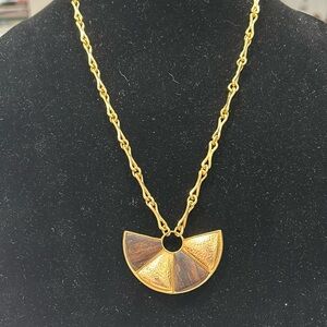Half Moon Shaped Brass Pendant Necklace